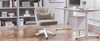 Chair with Bow Cushion Velvet Vanity Chair with Wheels, Upholstered Home Office Chair for Girls Women, Mid-Back Swivel Computer Task Chairs for Living Room Bedroom