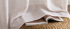 Natural White Linen Curtains 84 Inch Long for Bedroom Living Room, Soft Thick Linen Textured Window Drapes Semi Sheer Light Filtering Rod Pocket Back Tab Neutral Farmhouse Cream Ivory 2 Panels