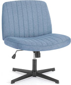 Criss Cross Chair with Wheels Wide Cross Legged Office Desk Vanity Chair Comfy Fabric Armless Adjustable Swivel for Home Computer Task Teddy Pink