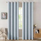 100% Blackout Linen Textured Curtains for Bedroom Solid Thermal Insulated Natural Beige Grommet Room Darkening Curtains & Drapes Luxury Decor for Living Room Nursery 52 x 84 Inch (2 Panels)
