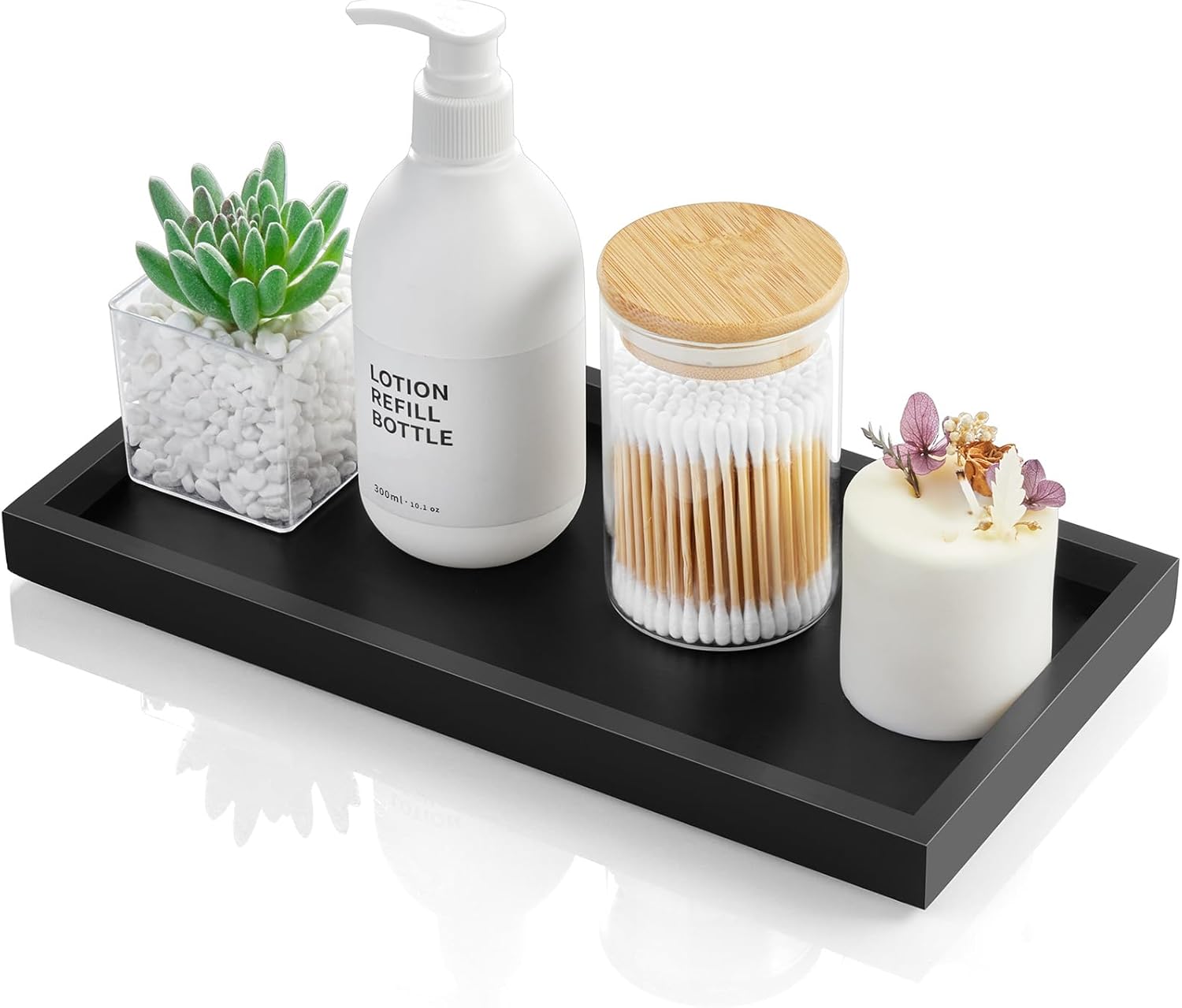11.7" Bathroom Vanity Tray for Counter - Acacia Wood Decorative Tray for Toilet Tank Makeup Perfume Jewelry Catchall Coffee Table - Wooden Kitchen Countertop Organizer for Soap Dispenser