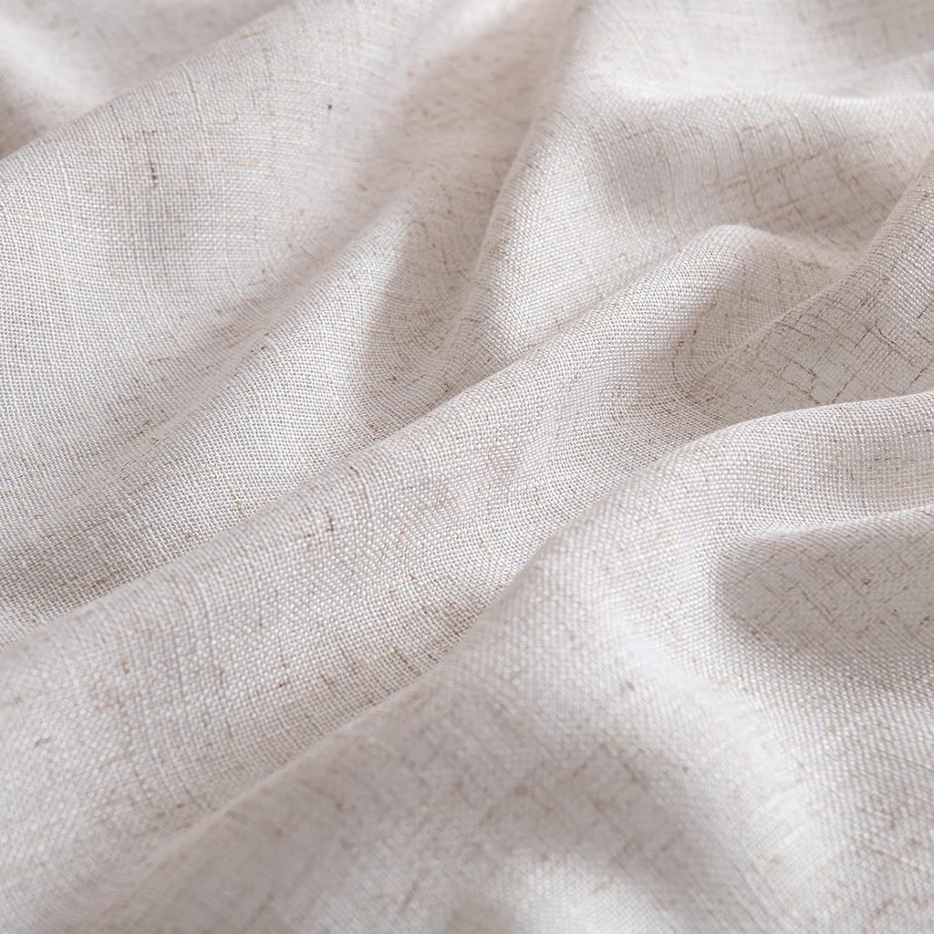 Natural White Linen Curtains 84 Inch Long for Bedroom Living Room, Soft Thick Linen Textured Window Drapes Semi Sheer Light Filtering Rod Pocket Back Tab Neutral Farmhouse Cream Ivory 2 Panels