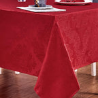 Rectangle Table Cloth Linen Farmhouse Stainproof Waterproof Washable Polyester Oblong Rectangular Fabric Table Cover for Kitchen Dining Dinner (Red, 52 X 70 Inch)