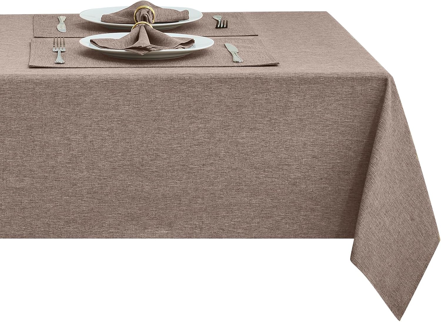 Rectangle Table Cloth Linen Farmhouse Stainproof Waterproof Washable Polyester Oblong Rectangular Fabric Table Cover for Kitchen Dining Dinner (Red, 52 X 70 Inch)