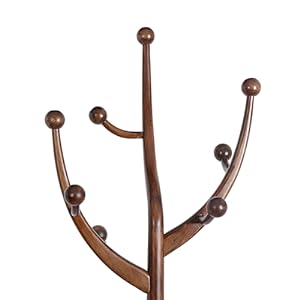 Coat Rack Freestanding Wood Coat Tree Rack with 8 Hooks, Creative Design Tree Branch-look, Standing Coat Rack Clothes Hanger Stand with Stury Base for Entryway, Hallway, Bedroom - Load 160lb (Walnut)