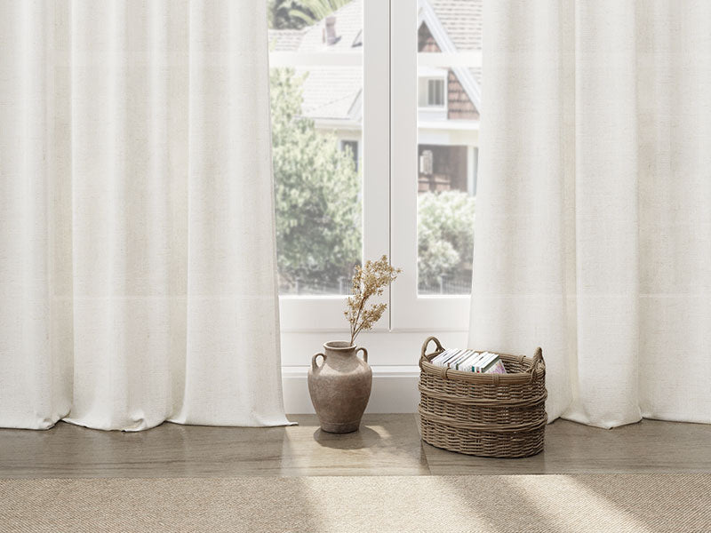 Cream Linen Back Tab Curtains 84 Inch Length for Living Room 2 Panel Set Neutral Modern Farmhouse Window Privacy Semi Sheer Linen Drapes Rustic Pinch Pleated Look Curtain Natural Ivory Colored