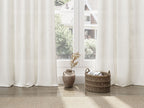 Cream Linen Back Tab Curtains 84 Inch Length for Living Room 2 Panel Set Neutral Modern Farmhouse Window Privacy Semi Sheer Linen Drapes Rustic Pinch Pleated Look Curtain Natural Ivory Colored
