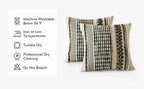 ANRODUO Pack of 2 Boho Decorative Throw Pillow Covers 18x18 Farmhouse Cushion Case Striped Chenille Pillow Cases Square Pillow Covers Accent Neutral Pillowcase for Sofa Couch Bed, Olive Green Stripe