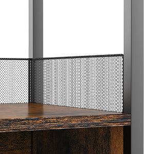 3-Tier Wine Bar Cabinet with Detachable Wine Rack and Storage Space, Buffet Cabinet with Glass Holder and Mesh Door, for Kitchen, Living Room and Bar .Rustic Brown.
