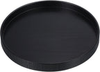 Wood Serving Tray 8 Inch, Round Decorative Platter for Home Decor Kitchen Table Candle Holder, Black