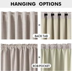 100% Blackout Linen Curtains for Bedroom, Ivory Solid Luxury Decor Thermal Insulation Room Darkening Drapes for Living Room Nursery Back Tab Rod Pocket 42 x 84 Inches, 2 Panels