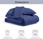 Quilts Queen Size - Ultra Soft Navy Blue Quilt Lightweight Microfiber Bedspreads, Classic Basket Weave Pattern Bedspread Bed Coverlet 3 Pieces for All-Season (1 Quilt, 2 Pillow Shams) | Breathable material, Easy care