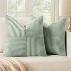 MIULEE Black Decorative Throw Pillow Covers 18x18 Inch for Couch Bed Sofa Pack of 2 Boho Farmhouse Throw Pillows Soft Cross Corduroy Patchwork Textured Cushion Cases