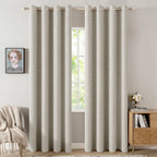 100% Blackout Linen Textured Curtains for Bedroom Solid Thermal Insulated Natural Beige Grommet Room Darkening Curtains & Drapes Luxury Decor for Living Room Nursery 52 x 84 Inch (2 Panels)